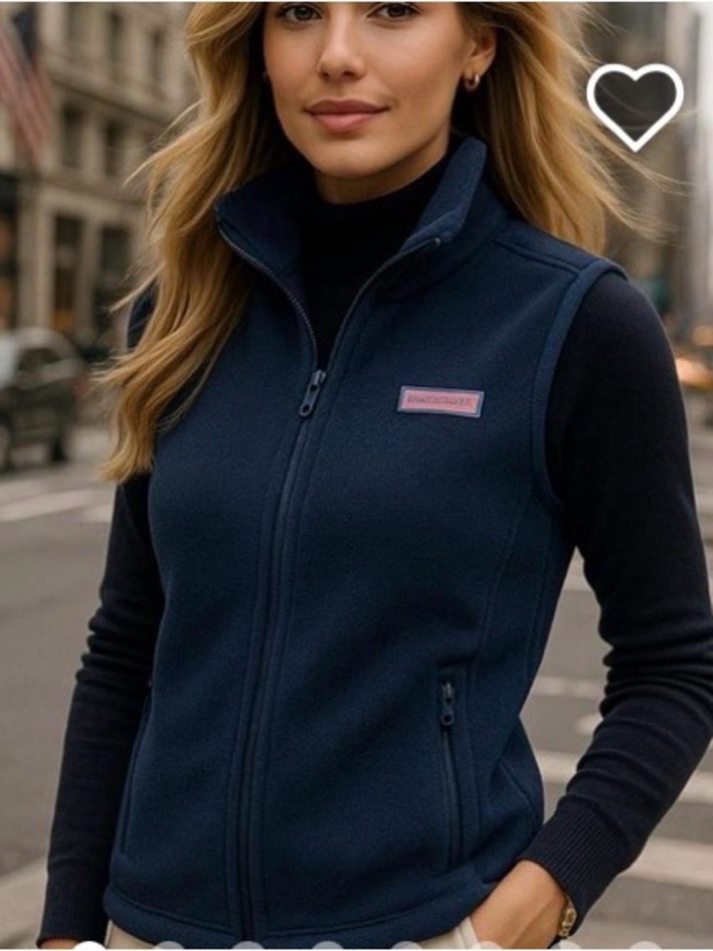 🩷 Vineyard Vines Women’s Dark Navy Fleece Vest with Zip Pockets size M🩷